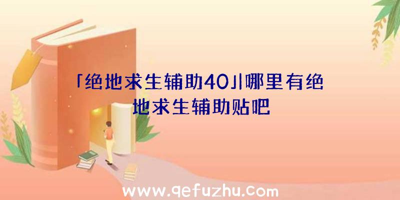 「绝地求生辅助40」|哪里有绝地求生辅助贴吧